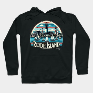 Rhode Island Rendezvous: Nautical Charm - American Vintage Retro style USA State Hoodie